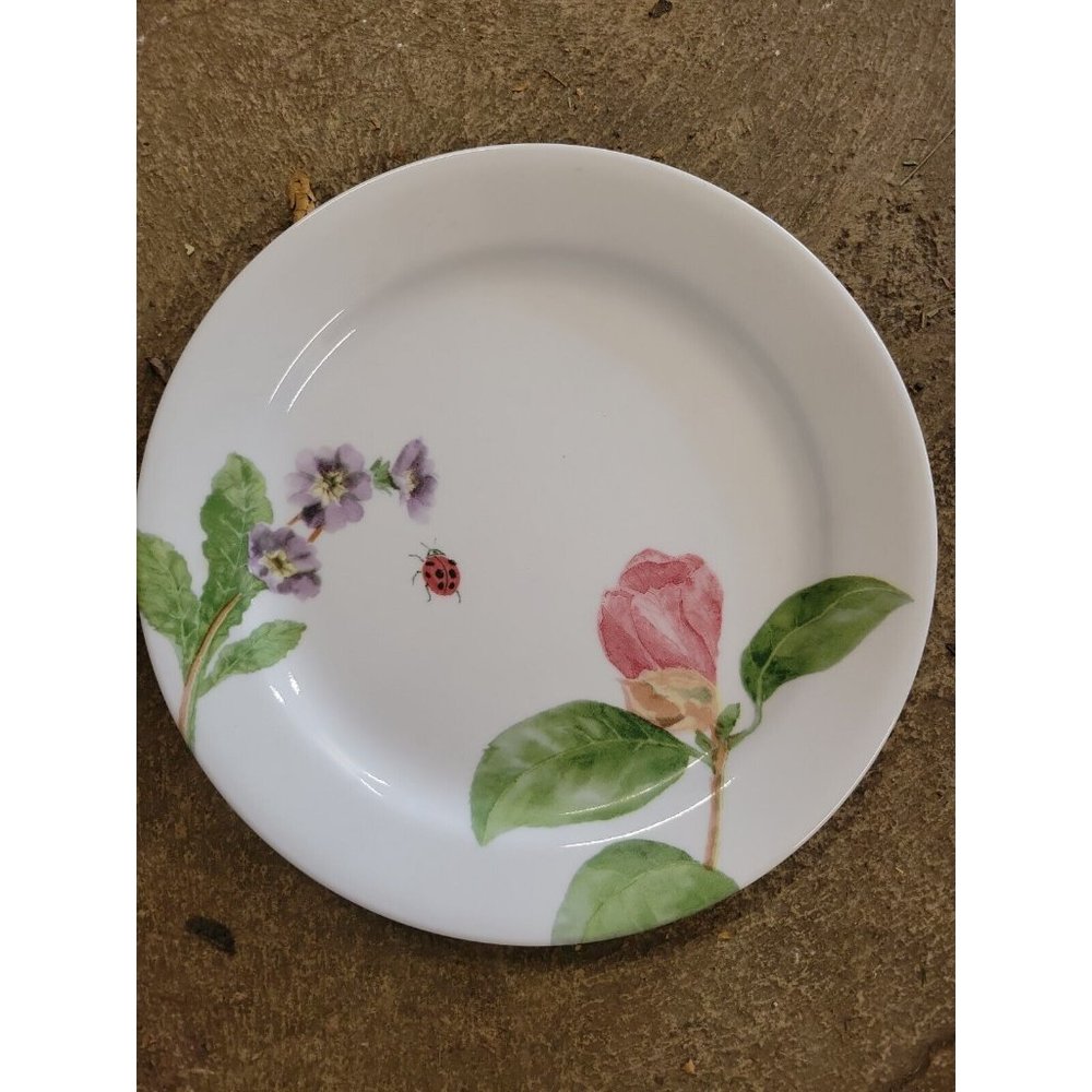 Corelle Vitrelle Camellia Pattern Luncheon Plate Floral Ladybug 9 in Discontinue